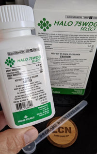 HALO Select - Halsulfuron Nutsedge Weed Killer halo select bottle and measuring cup