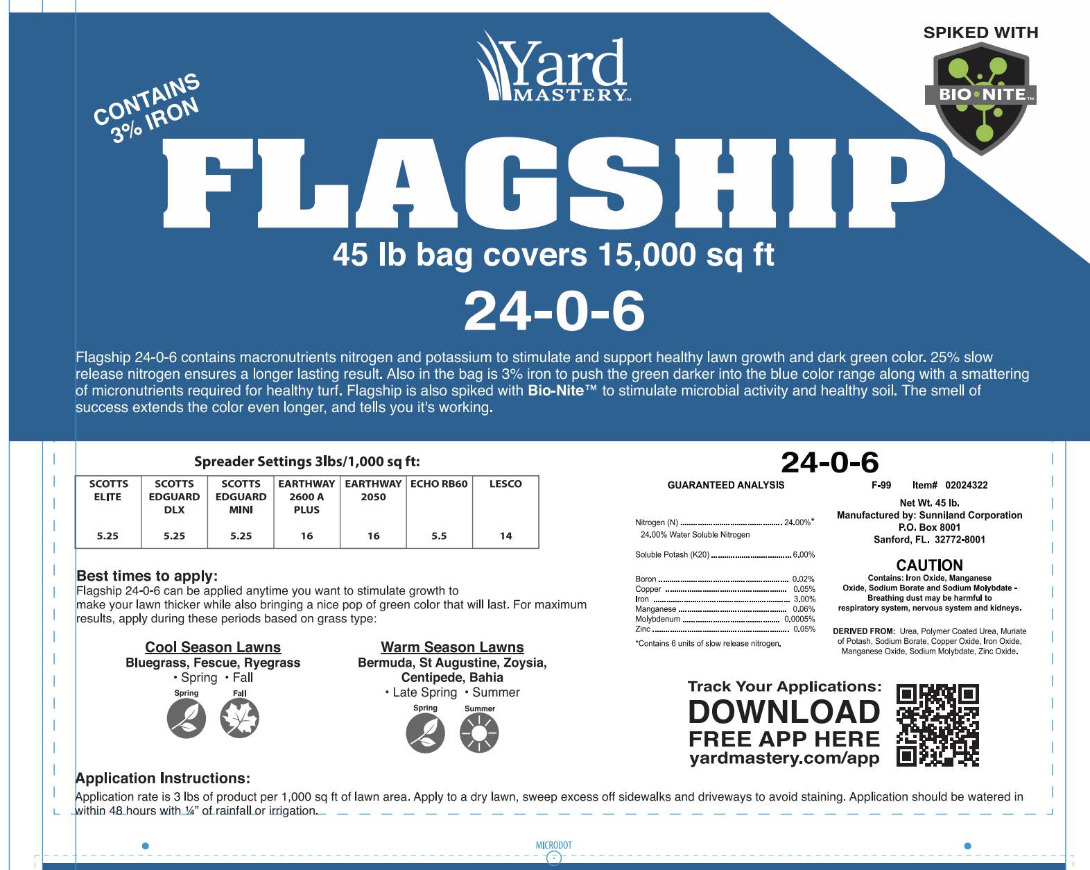 FlagShip Granular Lawn Fertilizer with Iron Golf Course Lawn Store