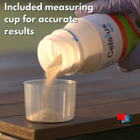 pouring celsius into measuring cup