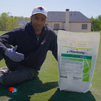 Ron Henry with Headway G bag on lawn